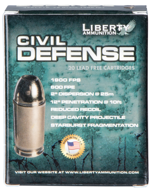 Liberty Civil Defense 45 ACP 78gr LFHP LA-CD-45-013
