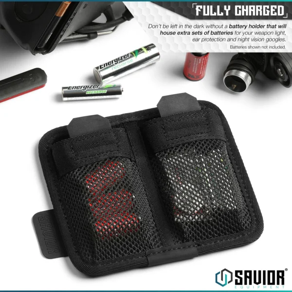 Savior Battery Holder w/ Hook Backing - 2 Slot SP-TNS-BATX2-BK