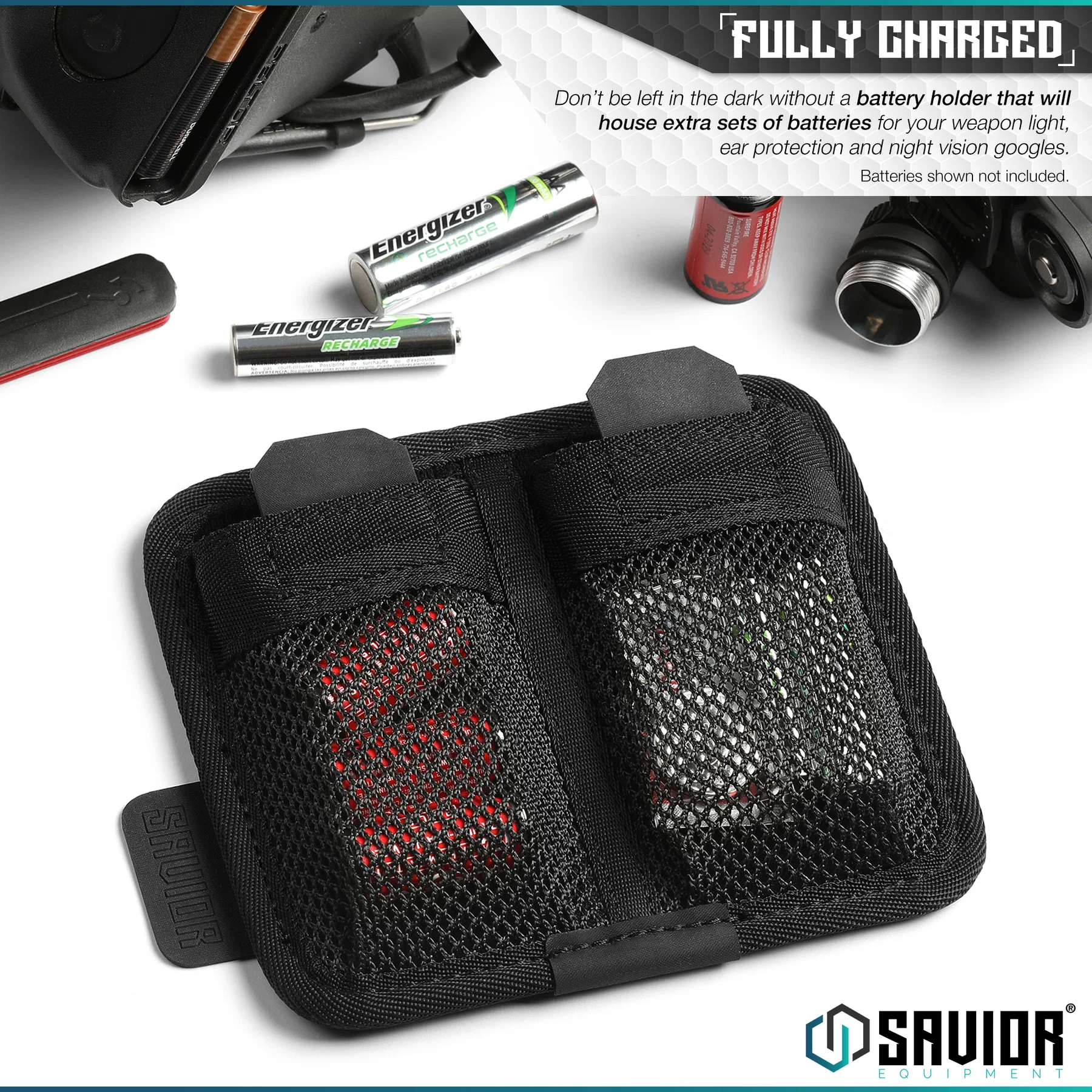 Savior Battery Holder w/ Hook Backing - 2 Slot SP-TNS-BATX2-BK - Image 2