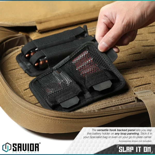 Savior Battery Holder w/ Hook Backing - 2 Slot SP-TNS-BATX2-BK