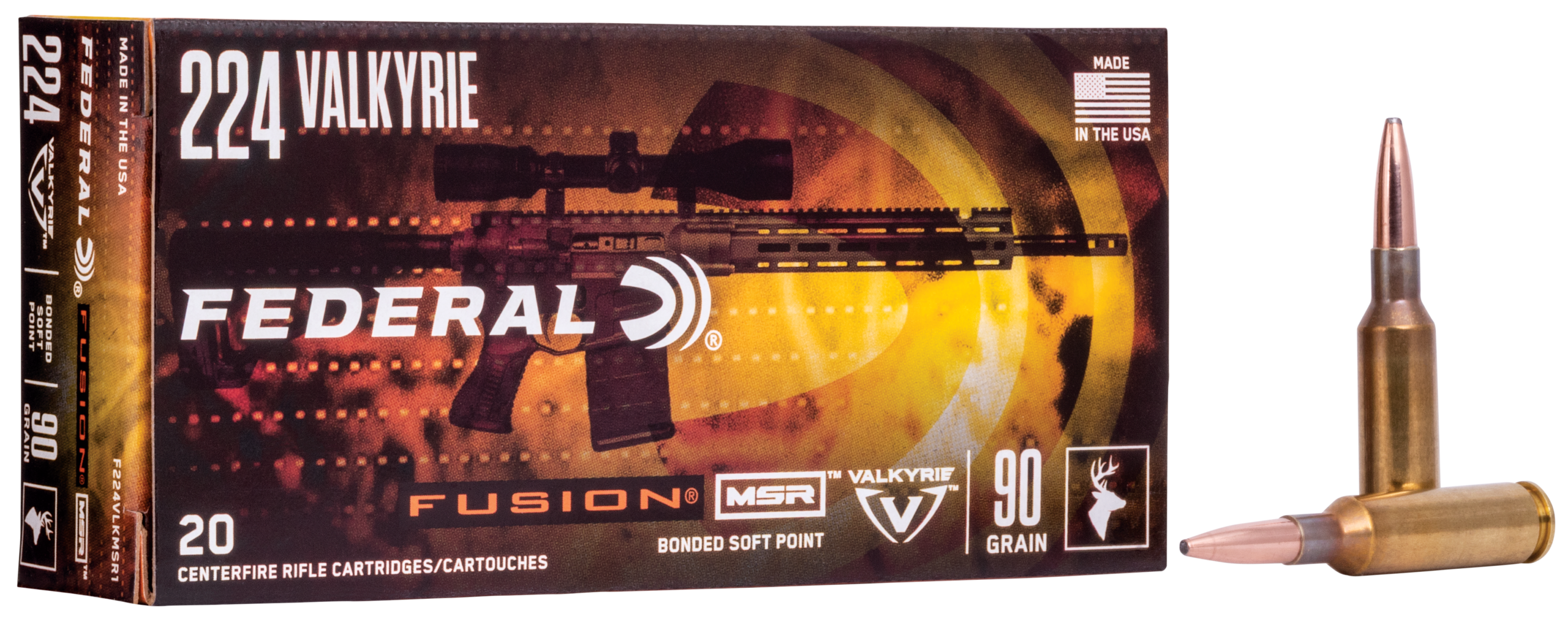 Federal Fusion 224 Valkyrie Ammo 90gr BSP 20ct F224VLKMSR1 - Image 1