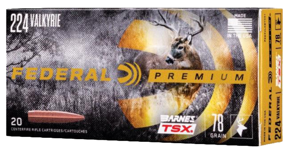 Federal Premium 224 Valkyrie Ammo 78gr Barnes TSX 20ct P224VLKBTSX1 - Image 1