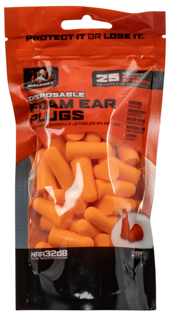 Walkers 32 DB Foam Ear Plugs 25ct GWP-FP25-BAG