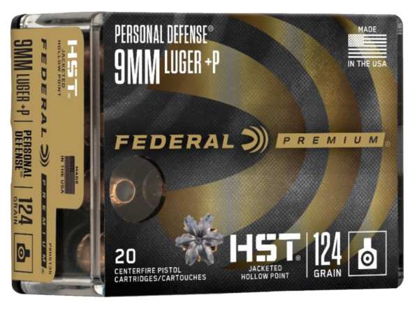 Federal Personal Defense 9mm +P Ammo 124gr HST 20ct P9HST3S