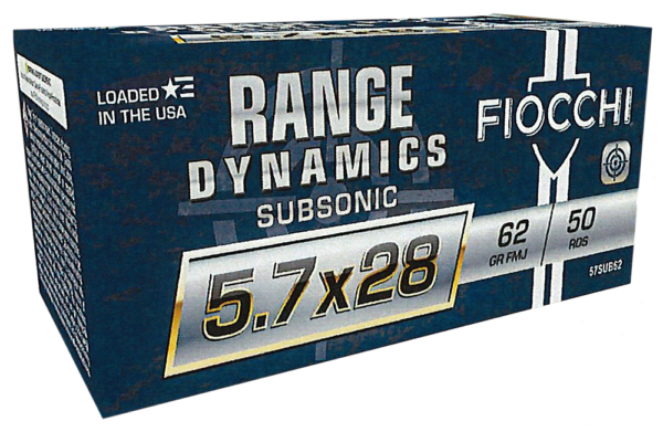 Fiocchi Range Dynamics Subsonic 5.7x28mm Ammo 62gr FMJ 50ct 57SUB62
