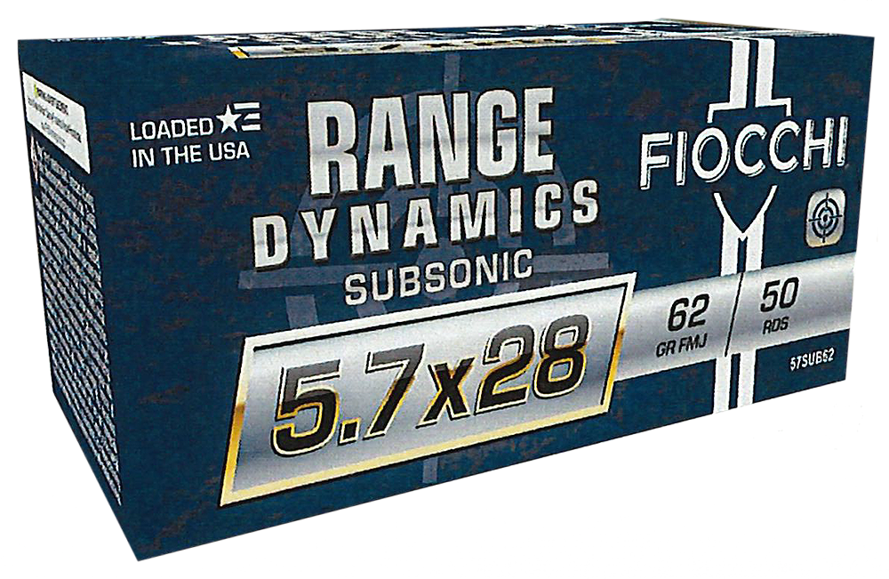 Fiocchi Range Dynamics Subsonic 5.7x28mm Ammo 62gr FMJ 50ct 57SUB62 - Image 1