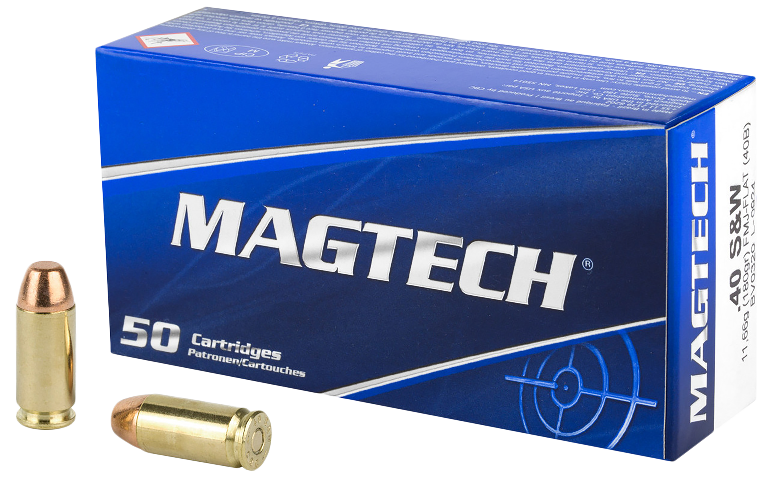 Magtech 40 S&W Ammo 180gr FMJ-Flat 50Rd box 40B - Image 1
