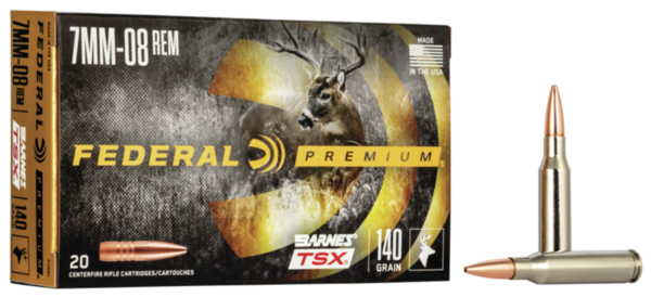 Federal Premium 7mm-08 Rem Ammo 140gr Barnes TSX 20ct P708C