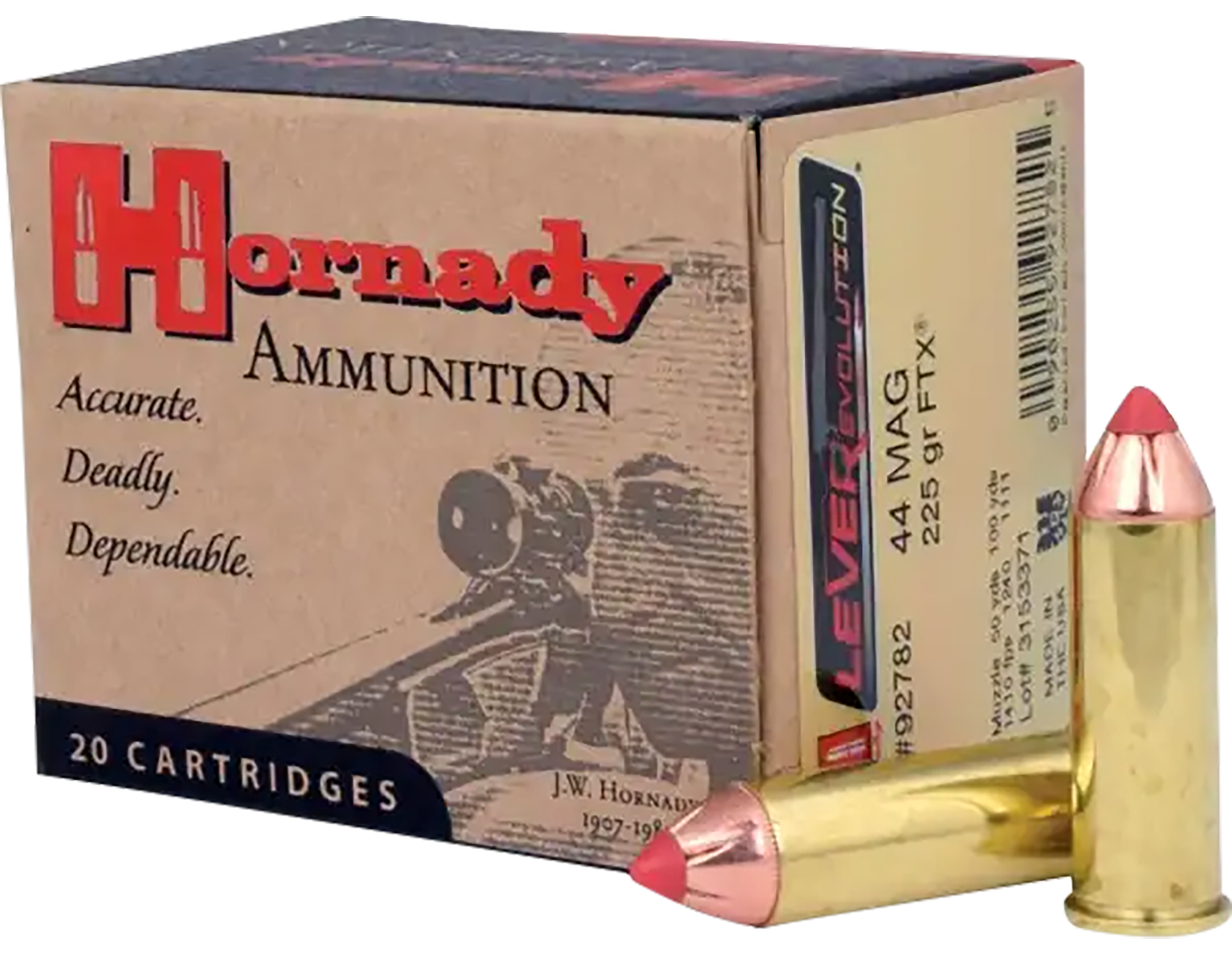 Hornady LEVERevolution 44 Magnum Ammo 225gr FTX 20ct 92782 - Image 1