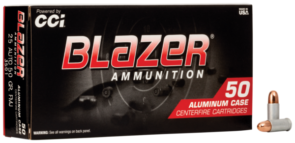 CCI Blazer Aluminum Case 25 ACP Ammo 50gr FMJ 50ct 3501