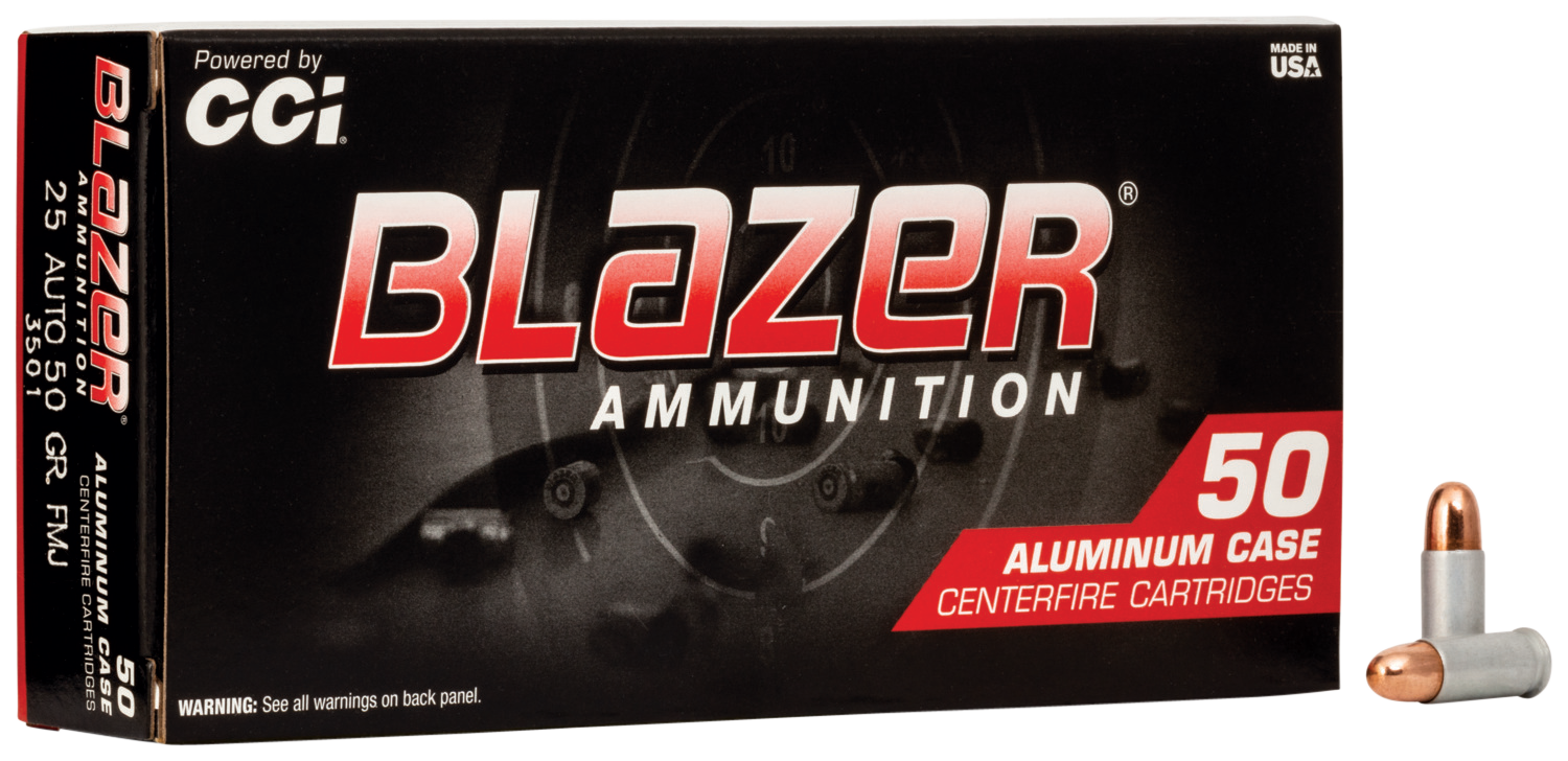 CCI Blazer Aluminum Case 25 ACP Ammo 50gr FMJ 50ct 3501 - Image 1