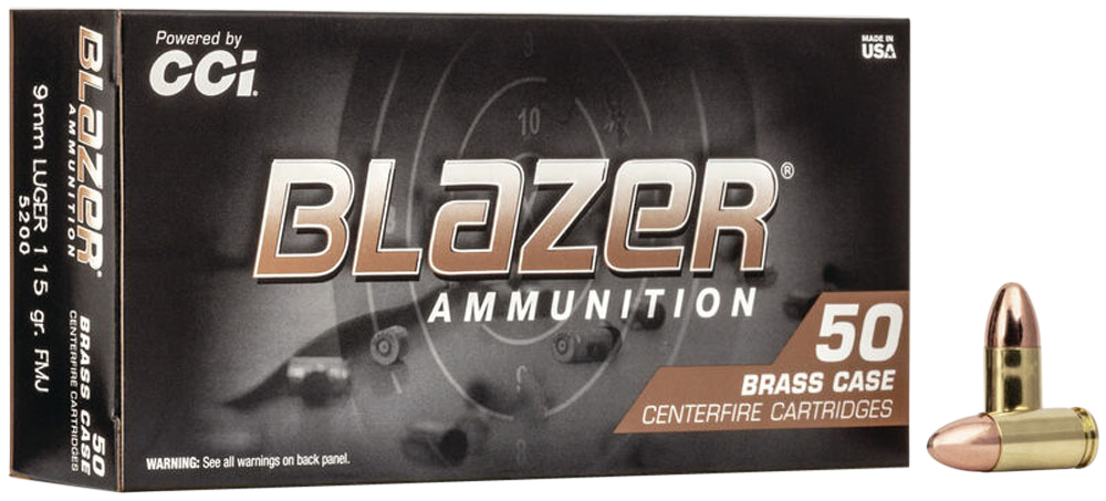CCI Blazer 9mm 115GR 500 Rounds brass case 5200 - Image 1