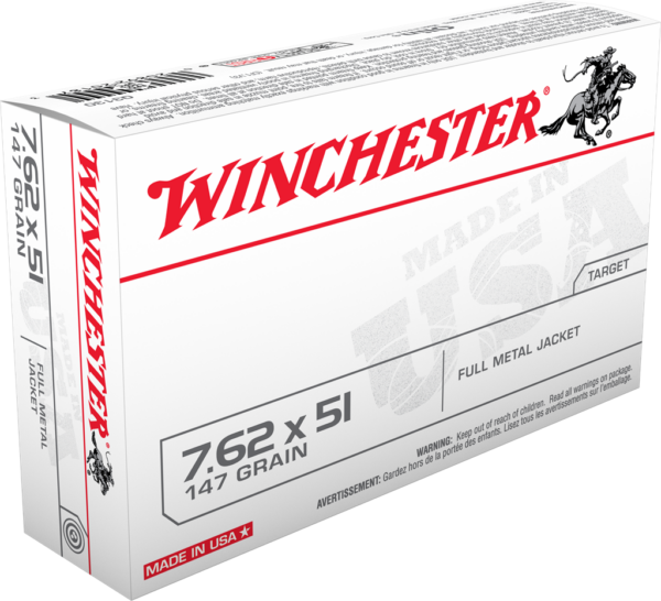 Winchester White Box 7.62x51 Ammo 147gr FMJ 20ct Q3130