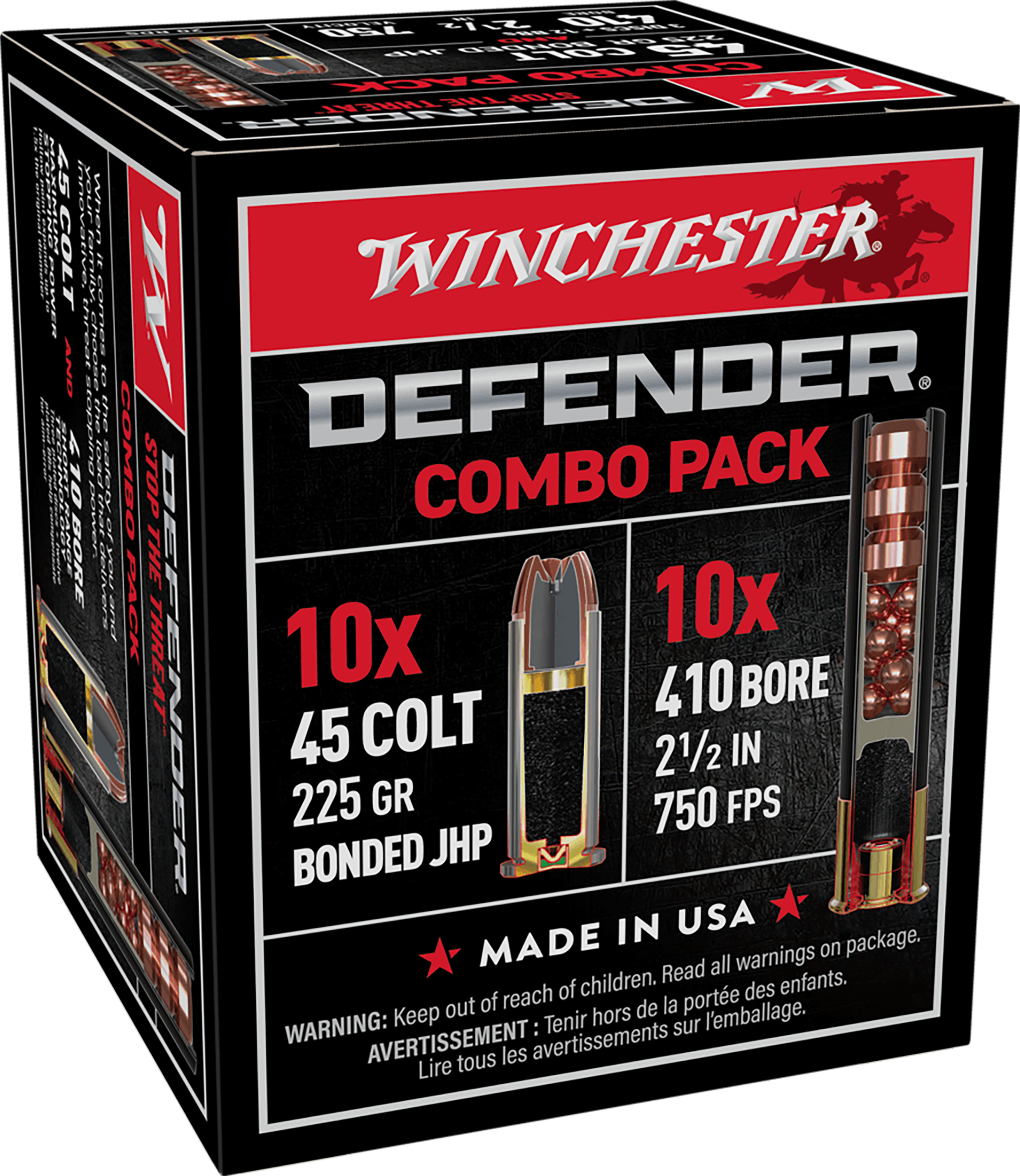 Winchester 410 GA & 45 Colt Defender JHP/3 Discs 12 BB 2.5" S41045PD - Image 1