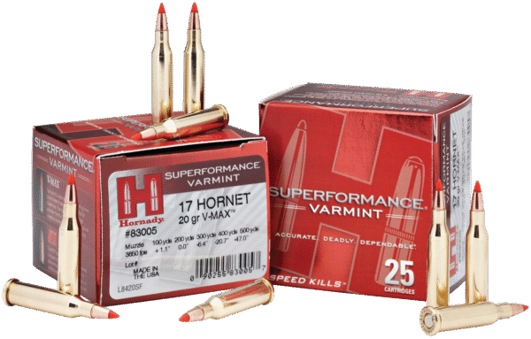 Hornady Superformance 17 Hornet Ammo 20gr V-MAX 25ct 83005