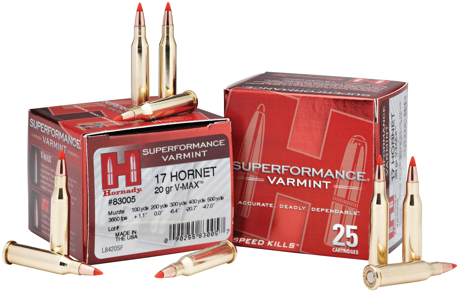 Hornady Superformance 17 Hornet Ammo 20gr V-MAX 25ct 83005 - Image 1