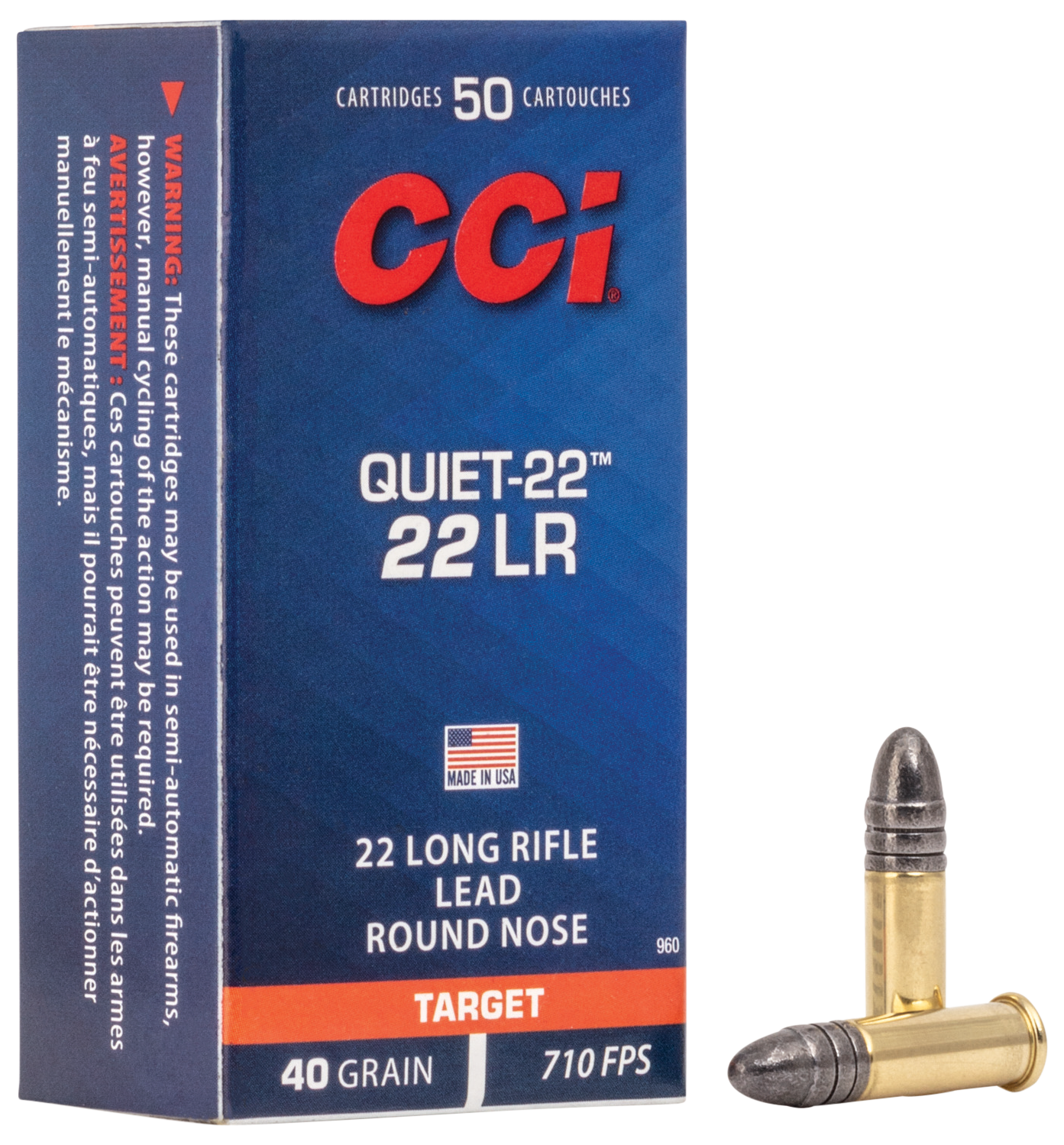 CCI Quiet-22 22lr Ammo 40gr LRN 50ct 960 - Image 1
