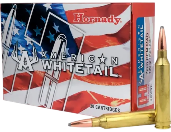 Hornady American Whitetail 7mm Rem Mag Ammo 139gr InterLock SP 20ct 80591