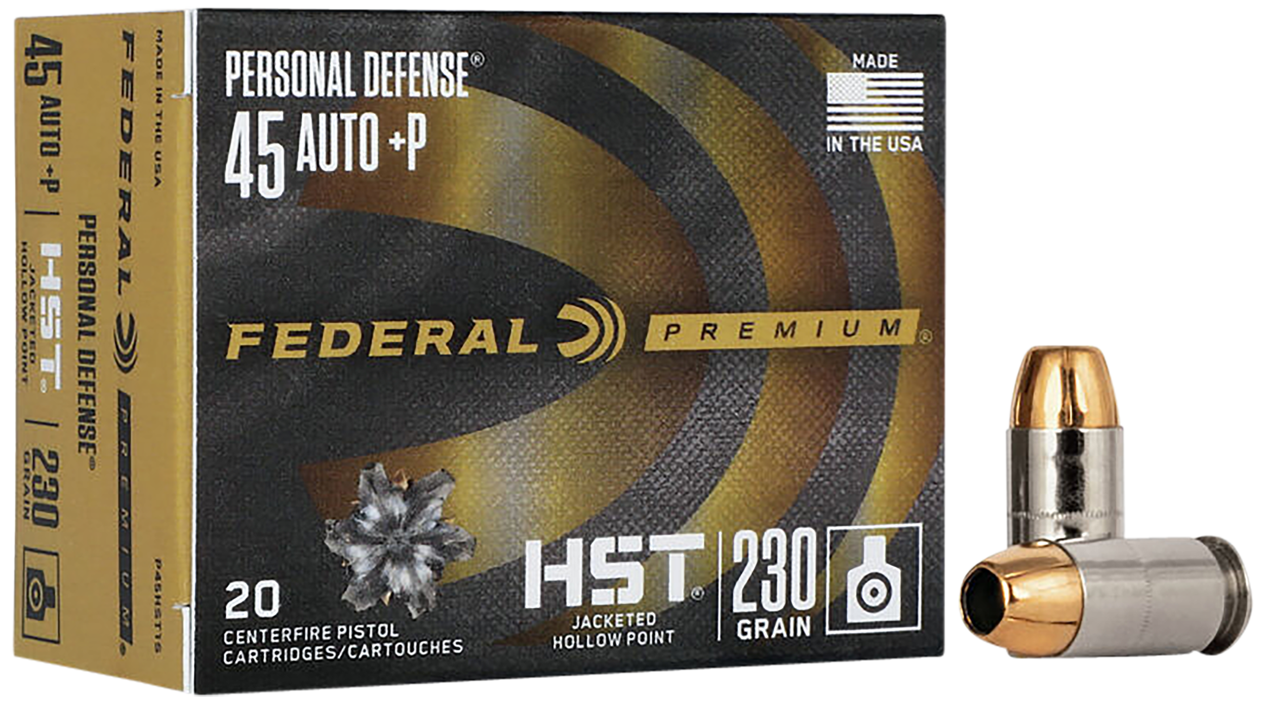 Federal Personal Defense HST 45 ACP +P Ammo 230gr JHP 20ct P45HST1S - Image 1