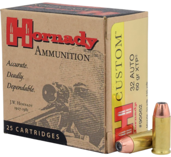 Hornady Custom 32 ACP Ammo 60gr XTP 25ct 90062