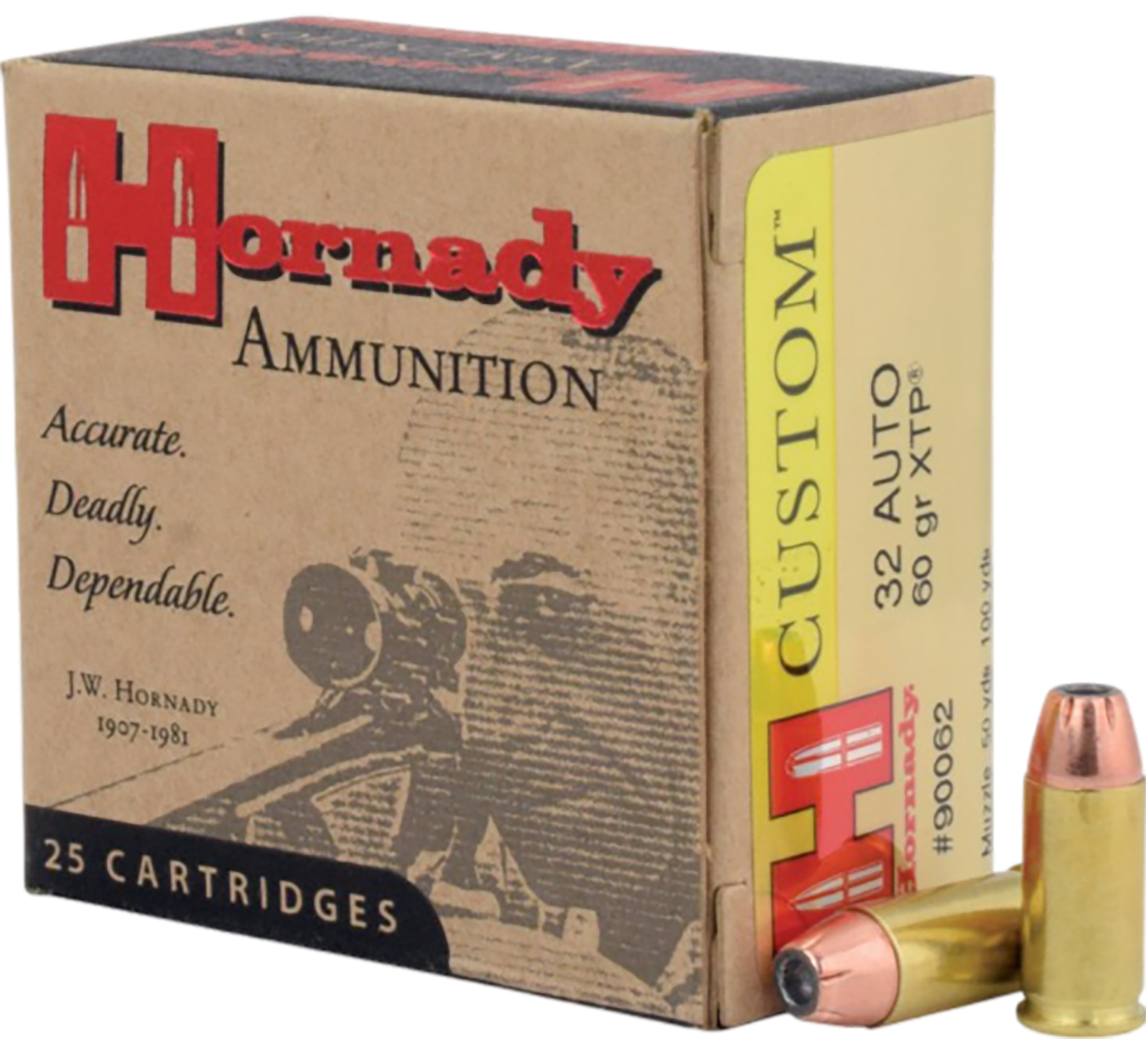Hornady Custom 32 ACP Ammo 60gr XTP 25ct 90062 - Image 1