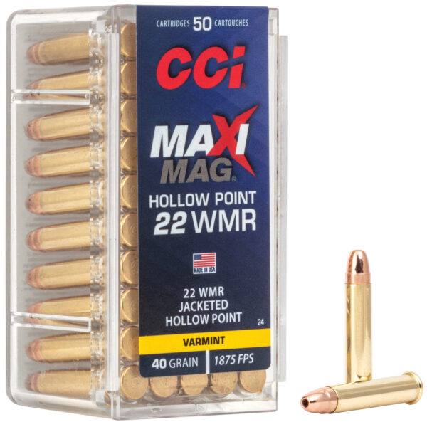 CCI Maxi-Mag 22 WMR Ammo 40gr JHP 50ct 24