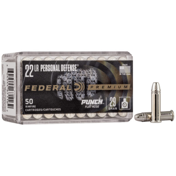Federal Personal Defense Punch 22 LR Ammo 29gr Flat-Nose 50ct PD22L1