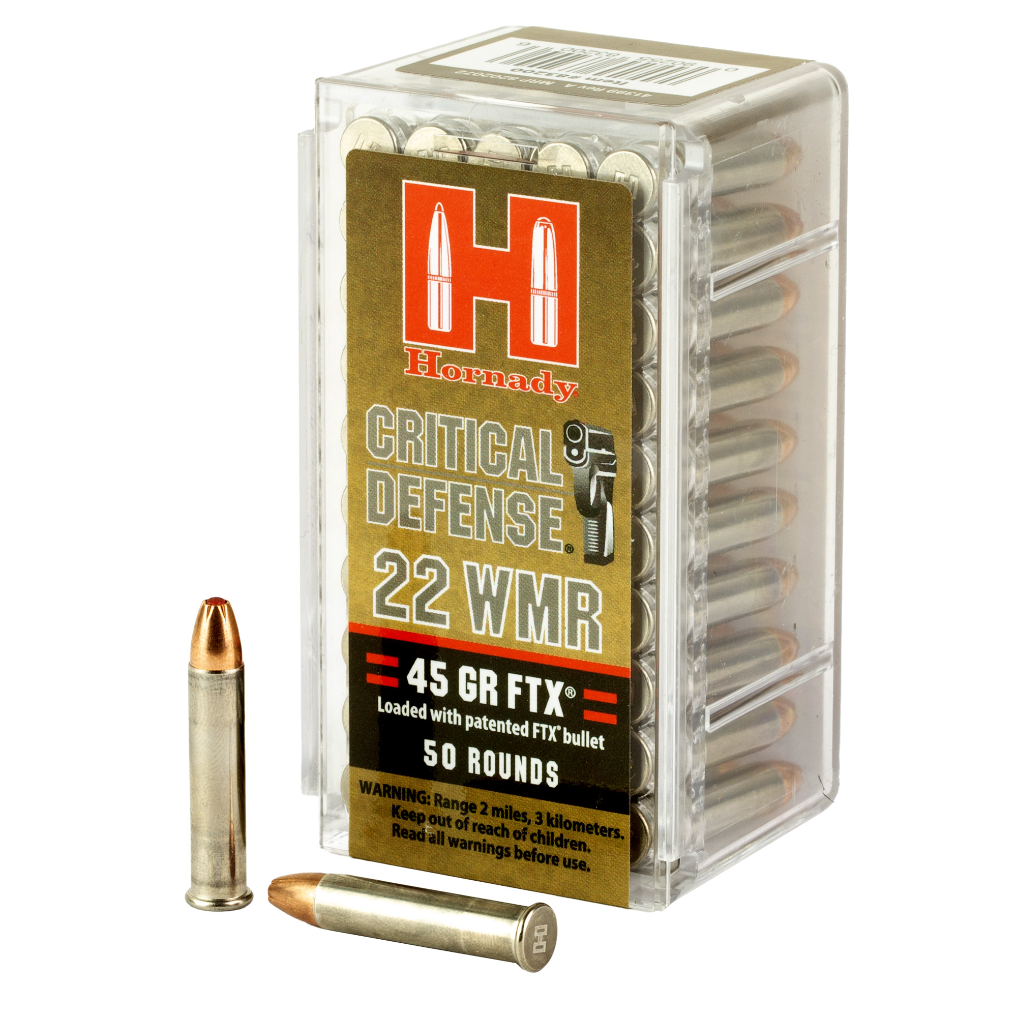 Hornady Critical Defense 22 WMR Ammo 45gr FTX 50ct 83200 - Image 1