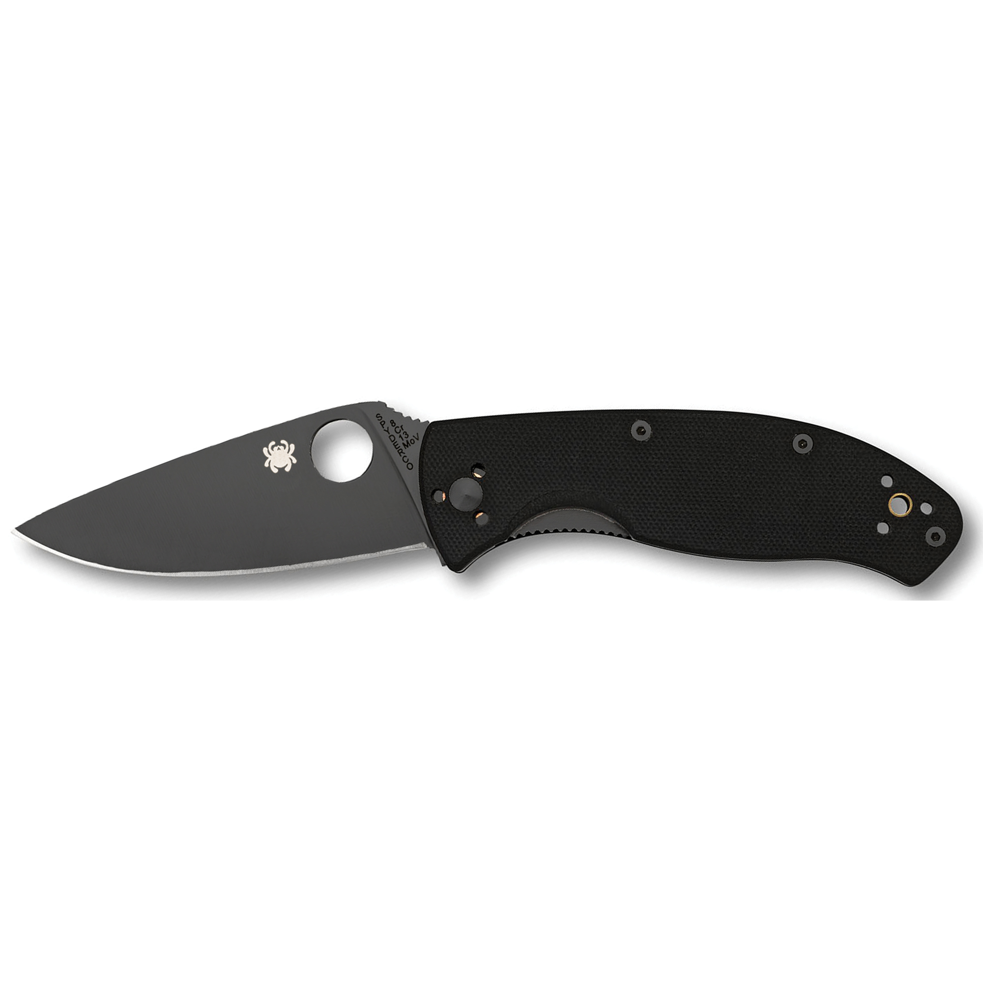 Spyderco Tenacious Black Folding Knife 3.39" Drop Point 8Cr13MoV C122GBBKP - Image 1