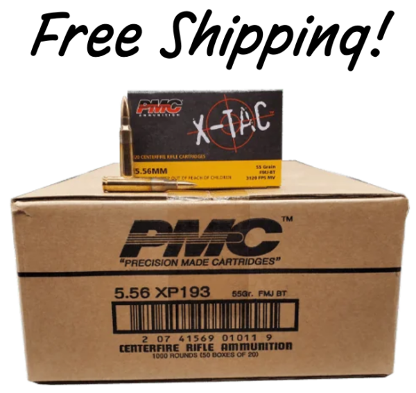 1000 Rounds PMC X-TAC 5.56MM 55GR FMJ-BT